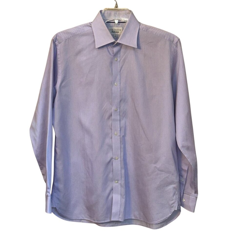 Ted Baker Endurance Long Sleeve Button Front Cotton Dress Shirt Purple 16‎ 34/35